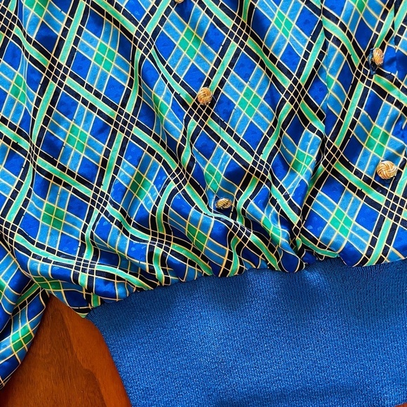 Vintage plaid gold button long sleeve blouse - Picture 3 of 13